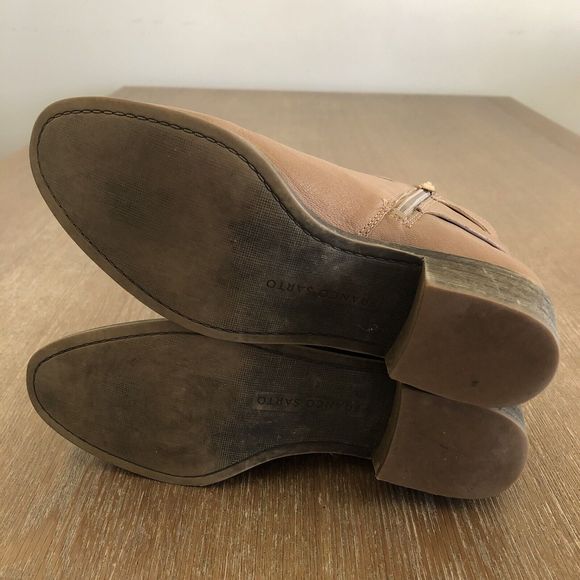 Franco Sarto Booties Womens 6.5 M Shandy Leather Boots Buckle Almond Toe Tan - Picture 15 of 16